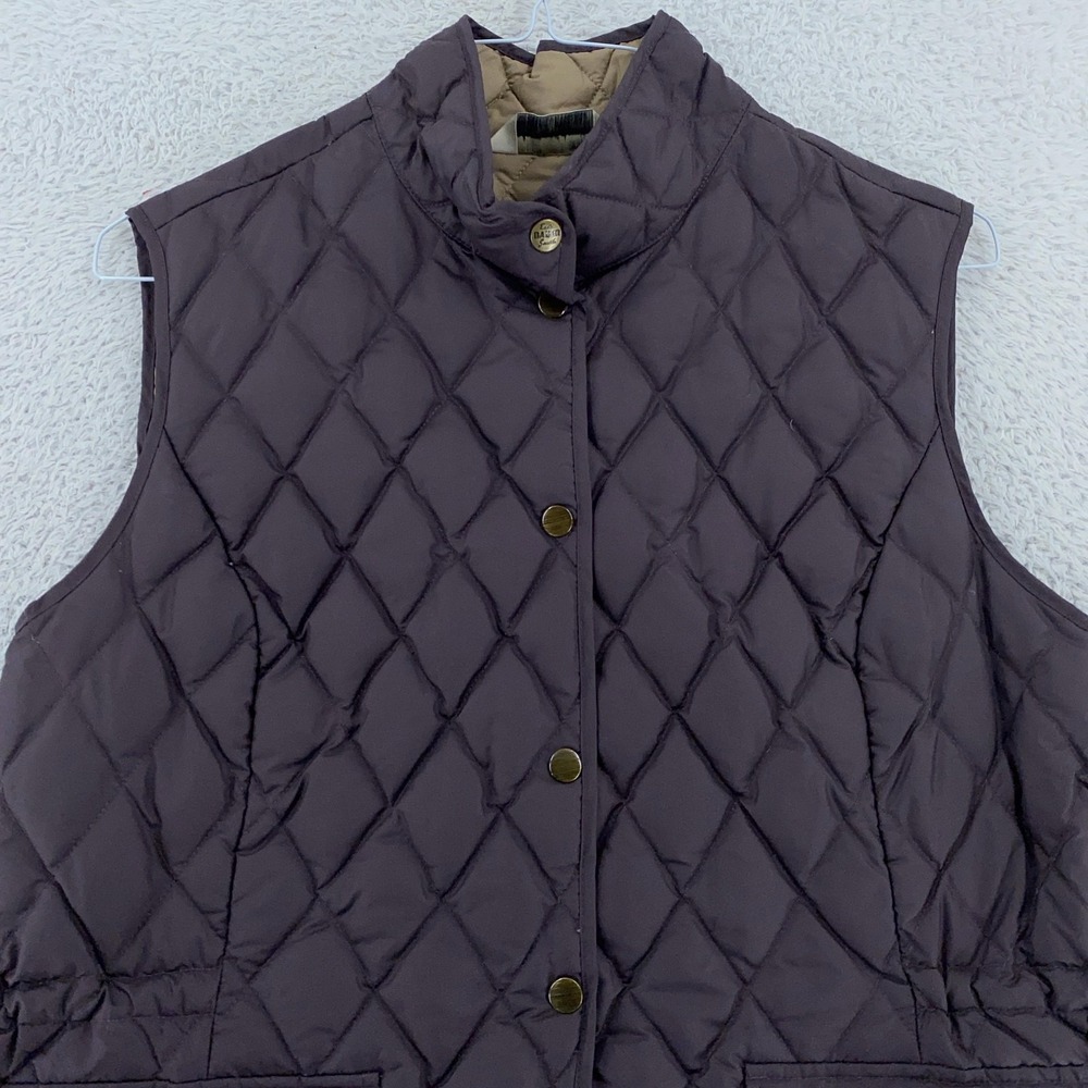 Eddie Bauer Vest Womens XL Brown‎ Quilted Goose Down Puffer Outdoor Pockets
